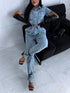 СИНИЙ ДЖИНСОВЫЙ брючный костюм "BLUE WEEKEND" LY107